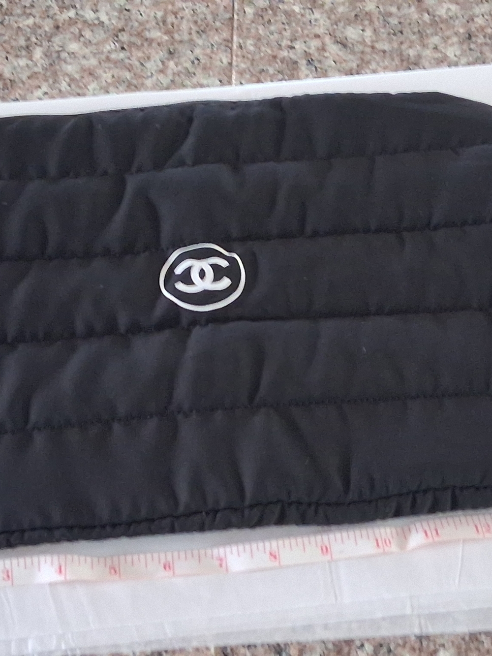 Chanel GWP Quilted Black Pouch LAPTOP CASE with CC Logo.